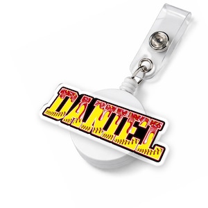 Custom Colorful Name Baseball Softball Funny Meme Humor Badge Reel Retractable ID Clip Personalized Number Drip Player Work Badge Holder