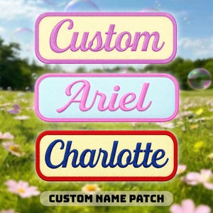 Custom Name Patch Soft Script Font Pastel Color Personalized Cute Aesthetic Embroidered Patch Iron On Keychains Hook & Loop For Jacket Hat