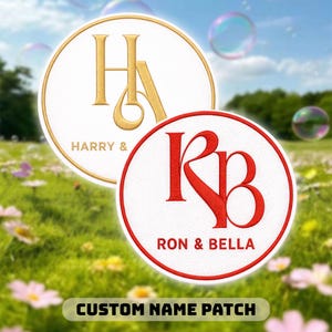 Custom Couple Name Patch Colorful Text Personalized Initial Wedding Patch Funny Meme Humor Embroidered Patch Iron On Keychains Hook & Loop