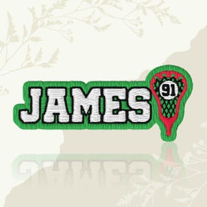 Custom Lacrosse Player Patch Colorful Text Personalized Name Number Sports Embroidered Patch Iron On Keychains Hook & Loop For Jacket Jeans