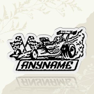Custom Drag Racing Name Patch Colorful Text Personalized Name Patch Racer Speed Embroidered Patch Iron On Keychains Hook & Loop For Jacket
