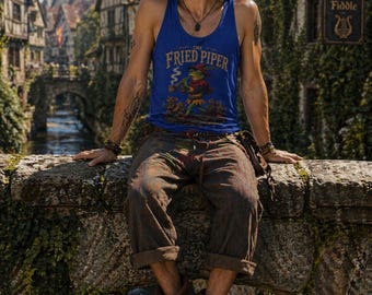 TOO HIGH CHARLIE la Rana Fumeta como The Fried Piper Camiseta sin mangas / Ilustración divertida de rana, ambiente cannábico