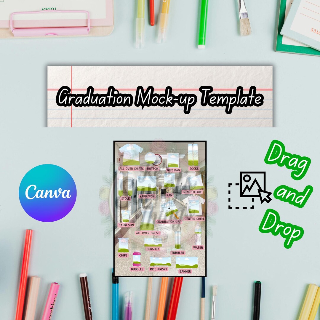 Graduation Rivan Mockup Graduation Mock-up Template Bundle | Editable Canva Mockups | Drag ...