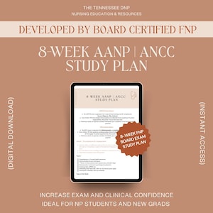 FNP Board Exam Prep Study Plan for AANP ANCC Nurse Practitioner Certification (Digital Download)