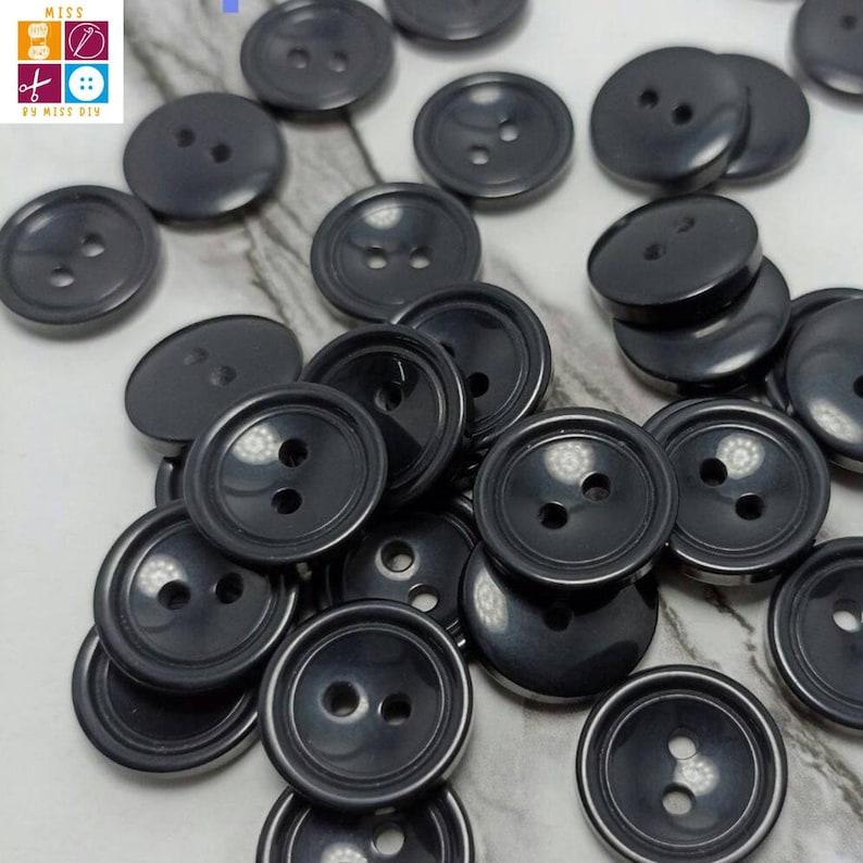 Small Round Button Black Shirt Buttons 11.5mm – 2 Hole Sewing Buttons, Pack of 100, Small ...