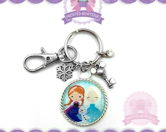 Frozen Anna, Elsa, Olaf Key Chain - Keychain Purse Charm