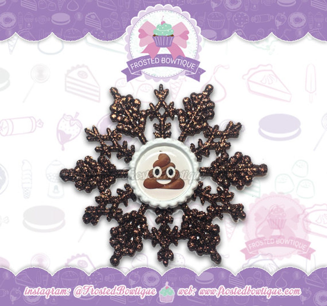 Chocolate Brown Poop Emoji Glitter Snowflake Christmas Ornament Etsy