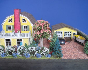 Contact Us Before Purchasing - Made-to-Order Amityville House HO Scale Furnished Dollhouse on a Property