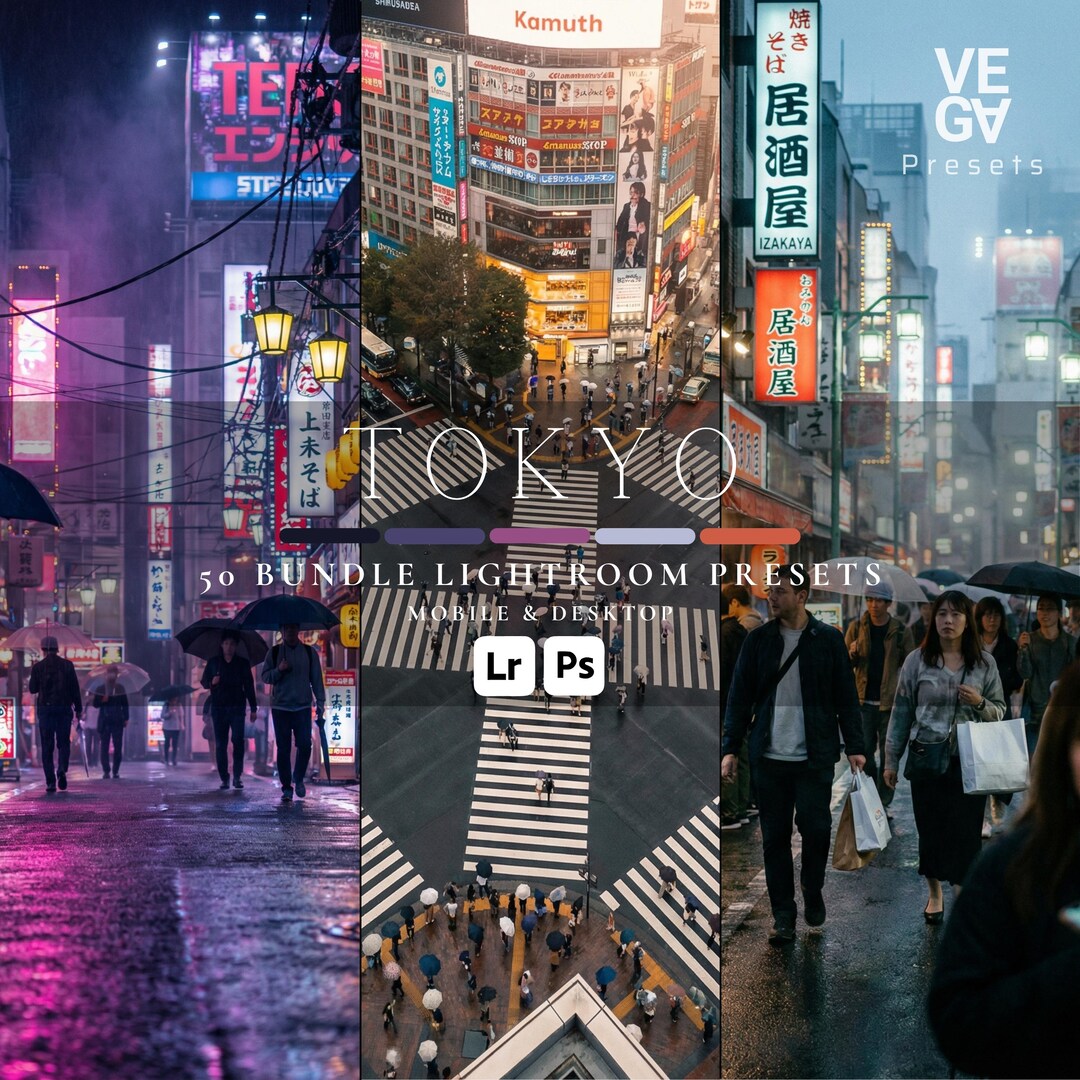 50 Tokyo Lightroom Presets | Neon Night City| Rainy Street| Cyberpunk ...