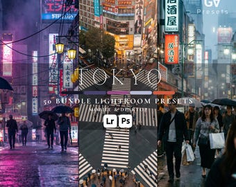 50 Tokyo Lightroom Presets  | Neon Night City|  Rainy Street|  Cyberpunk Glow | Mobile + Desktop