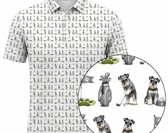 Miniature Schnauzer Golf Polo Unisex Shirt, Funny Golf Dog Performance Polo, Salt & Pepper Schnauzer Golf Lover Gift, Polyester Golf Shirt 3