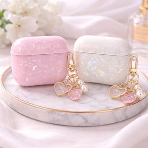 Pastel Iridescent AirPods Cases, Pink, White, Purple & Blue, Luxury Protective Cover for AirPods 1, 2, 3, 4 Pro, Shockproof Case,No Keychain image 6