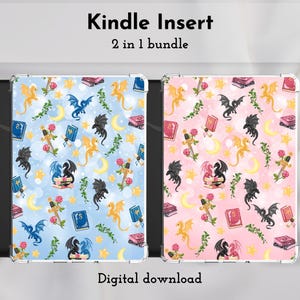 Blue and Pink Dragon Fantasy Bundle 2 in 1 - Kindle Insert - Digital Download - Printable