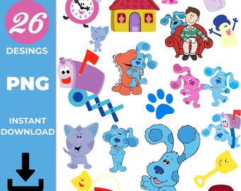 Imágenes prediseñadas PNG de Blues Clues: Diseños para tartas de fiesta (Descarga digital)