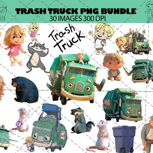 Trash Truck Clipart- PNG, Trash Truck Birthday, Trash Truck Cake Topper,Instant Download