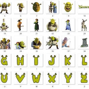Shrek 40PNG+ Alphabet, Shrek Clipart, Digital File - Etsy