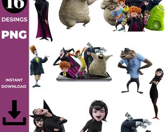 Clipart de Hotel Transylvania: 16 diseños de personajes PNG (Descarga digital)