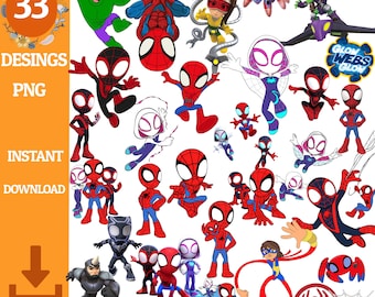 Spidey et ses incroyables amis PNG, Clipart super-héros enfants, fête d'anniversaire imprimable, téléchargement numérique, décoration de fête Spiderman, anniversaire d'enfants