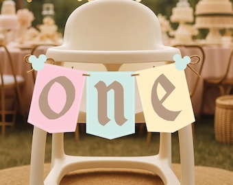 Disneyland 1st Birthday High Chair Banner: Mickey Mouse Party Decor