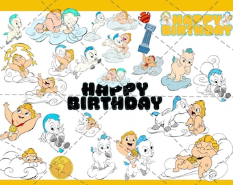 Clipart de Bebé Hércules: Paquete de 24 imágenes PNG (Descarga digital)