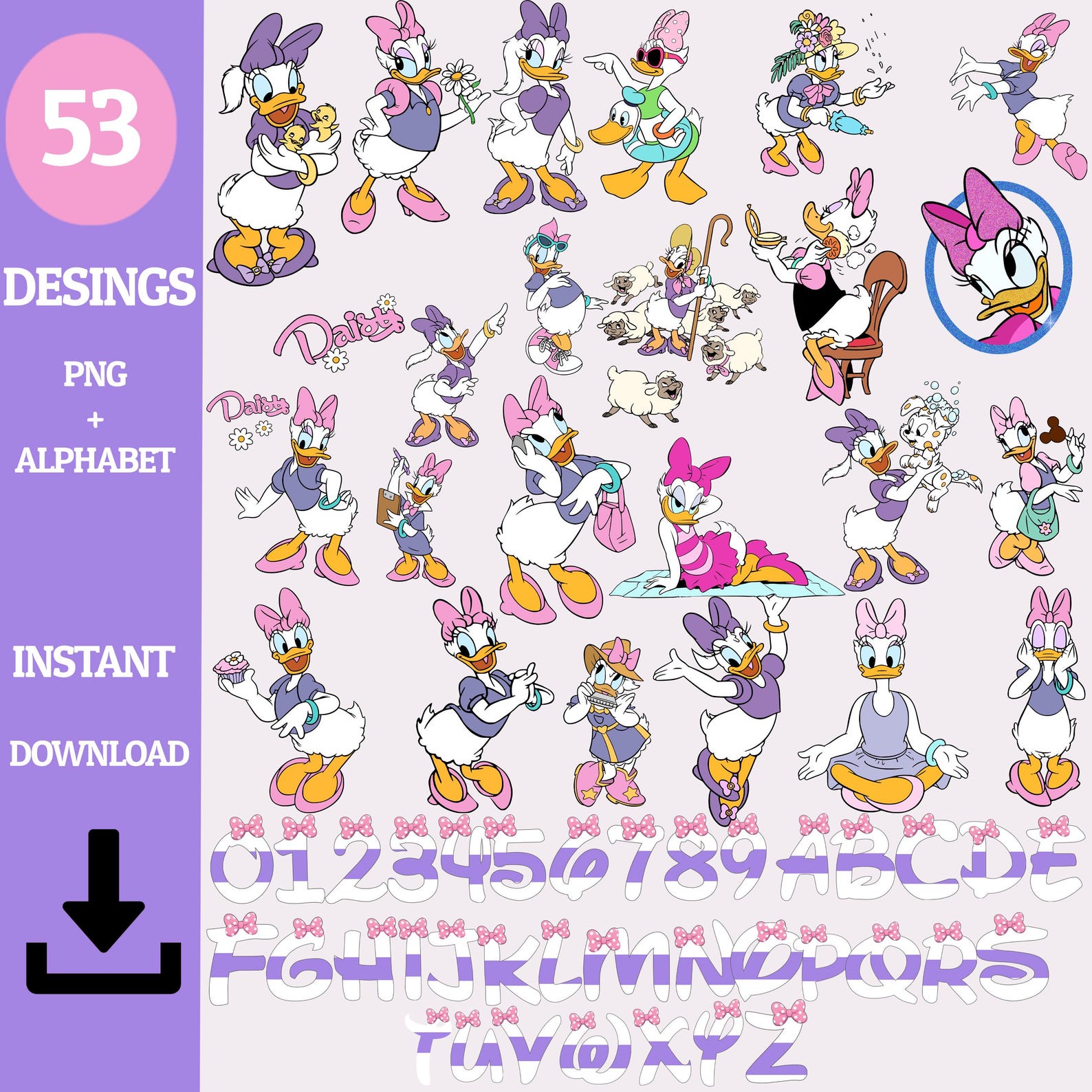 Daisy Duck PNG Clipart | Disney Cartoon Digital Download | Cute ...