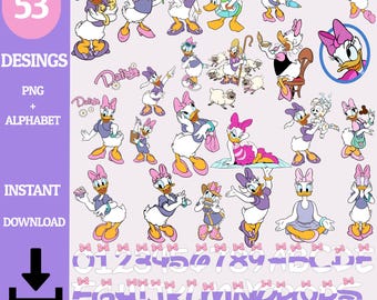 Daisy Duck PNG Clipart / Dibujos animados de Disney Descarga digital / Arte imprimible lindo / Solo archivo digital