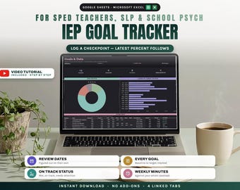 IEP Goal Tracker Spreadsheet Google Sheets, Caseload Tracker for Special Education Teachers, SLP and School Psychologists