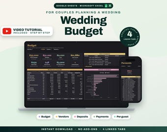 Wedding Budget Spreadsheet Wedding Budget Tracker Google Sheets Excel Vendor Payment Tracker Deposits and Final Payments Wedding Expenses