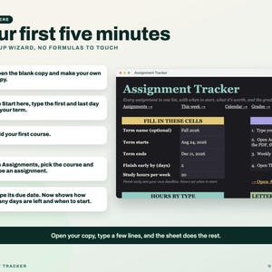 K&ouml;nnte beinhalten: Eine digitale Aufgabenverfolgungsoberfl&auml;che mit dunklem Hintergrund und hellem Text. Der Bildschirm zeigt Felder f&uuml;r Semestername, Start- und Enddatum sowie Lernstunden. Eine nummerierte Liste auf der linken Seite enth&auml;lt Anweisungen.