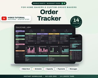 Order Tracker Spreadsheet, Custom Order Status Tracker for Small Business, Bakery Orders, Deposits and Pickup Schedule, Google Sheets Excel