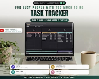 Task Tracker Spreadsheet Google Sheets Excel To Do List Template Daily Task List with Priorities and Deadlines Work and Home Organizer