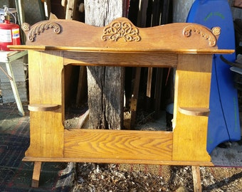 Oak wall shelf made from sideboard mirror local only