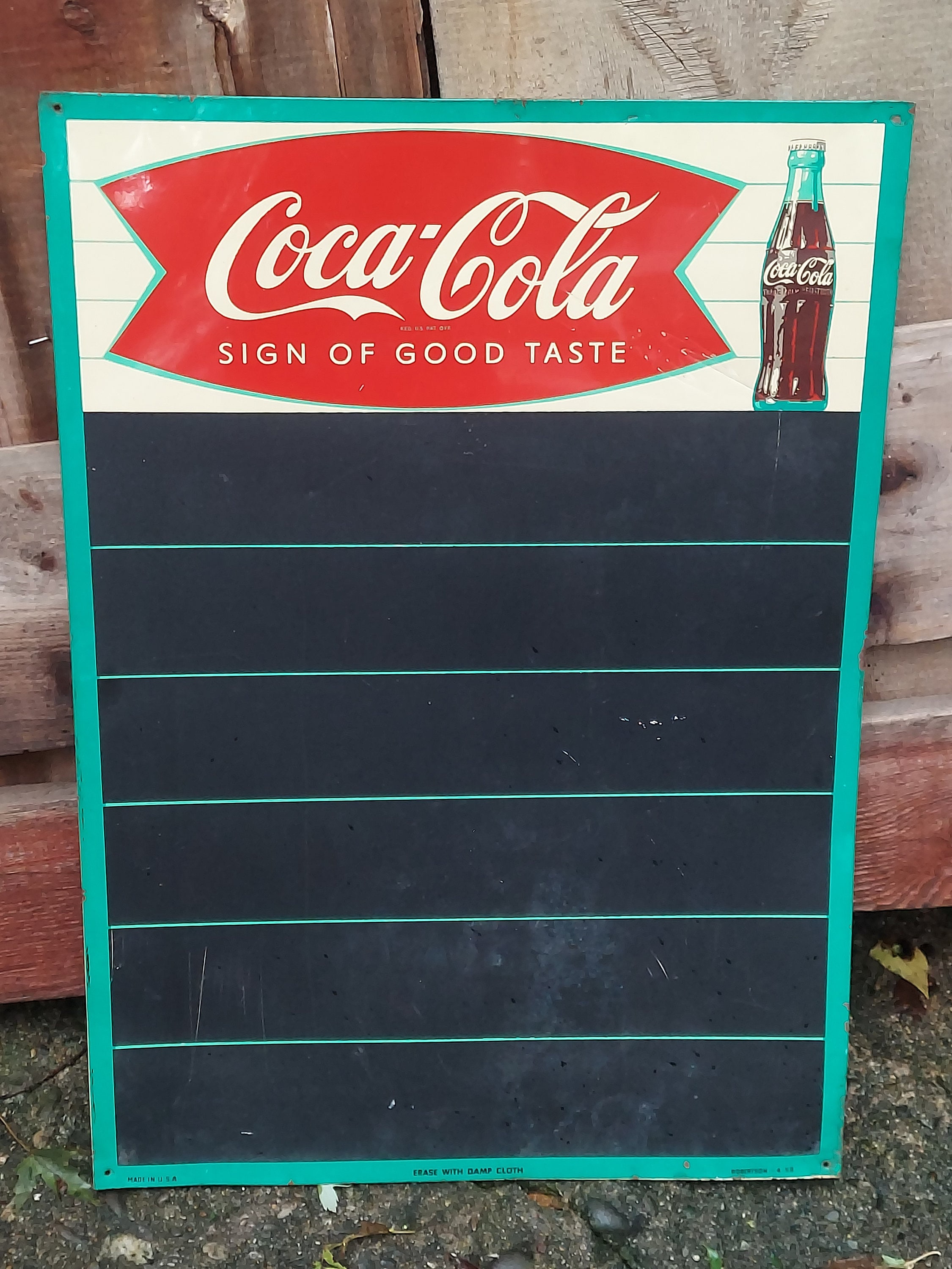 Coca-cola 1958 Tin Litho Menu Board Fishtail Logo and Bottle - Etsy