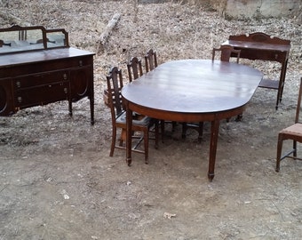 Dining room 1930s classical mirror back sideboard round table chairs server Fancher PICKUP