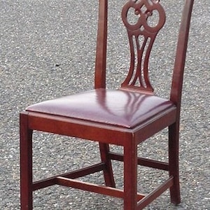 Country Chippendale dining chairs by Hickory Chair, from Strawbridges mahogany and leather