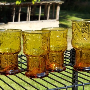 Libbey glass Country Gardens Amber tumblers