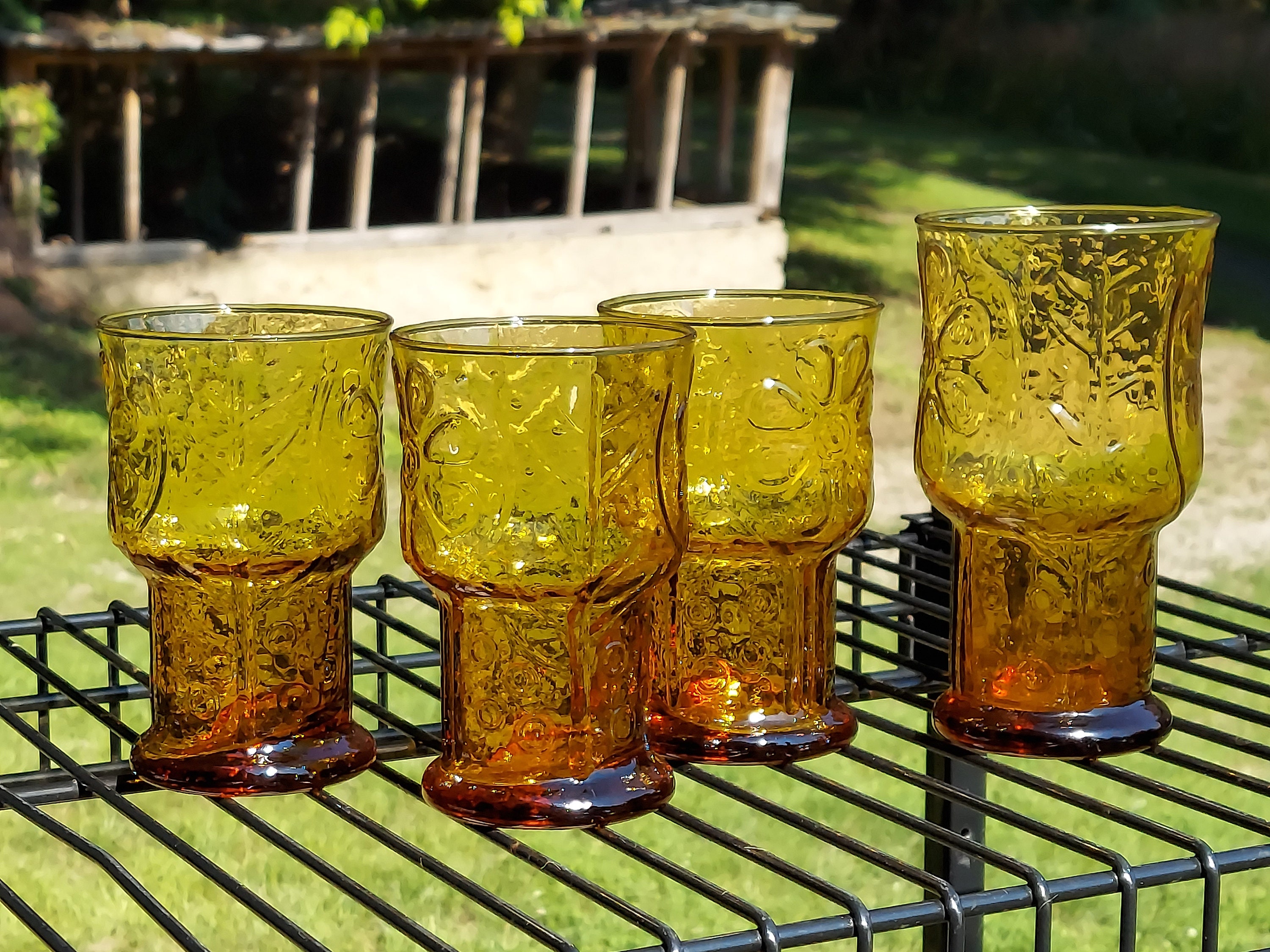 Libbey glass Country Gardens Amber tumblers