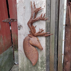 Stag or Reindeer With antlers wall hanging Sculpture Metal