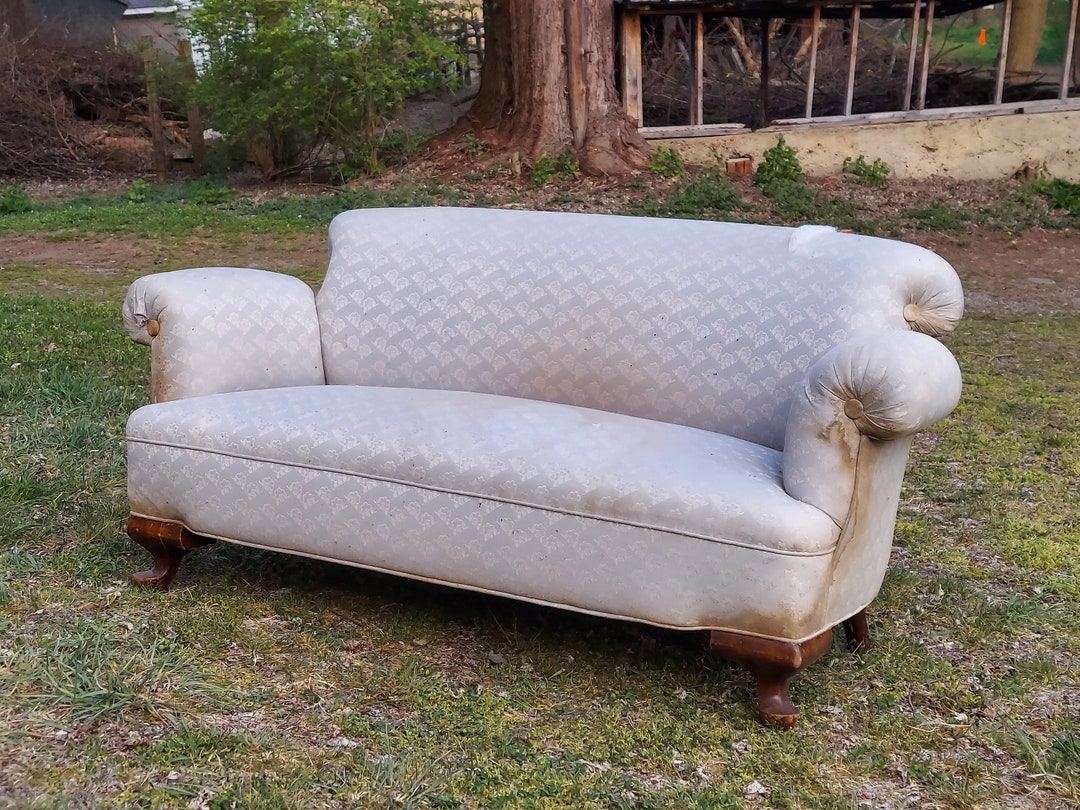 Elegant 1920s Scroll Arm Queen Anne Sofa Frame for Resto Reupholster Local Pickup Etsy