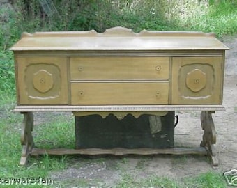 Trestle-base unusual 1920s sideboard buffet 60inch rare size PICKUP MAKE OFFER