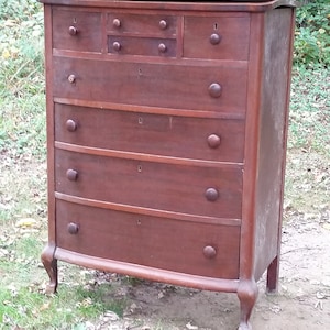 Clawfoot bowfront Chest of drawers dresser 1910s mahogany TLC for resto PICKUP