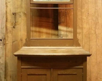 Victorian oak washstand highback mirror and towelbar commode chest dresser nightstand