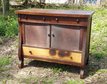 empire style tiger oak 1910s sideboard buffet TLC to restore PICKUP only