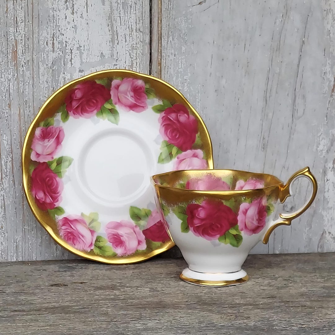 Royal Albert China Old English Rose Pattern Teacup and Saucer - Etsy
