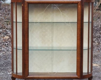 English art deco vitrine curio cabinet etched glass PICKUP or shipping options