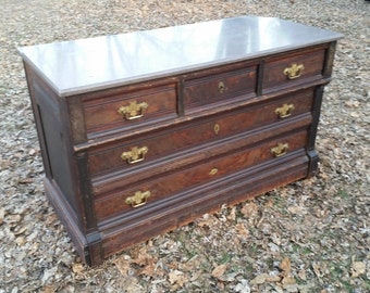 Victorian eastlake marble top dresser 1800s TLC to restore