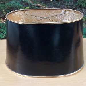 black and gold oval drum lamp shade for table or desk