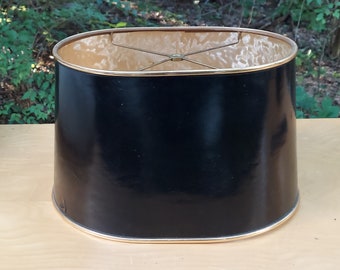 black and gold oval drum lamp shade for table or desk