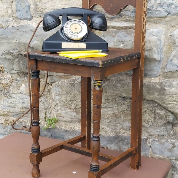 1920s telephone table chair stool or plant stand distressed crackle original finish