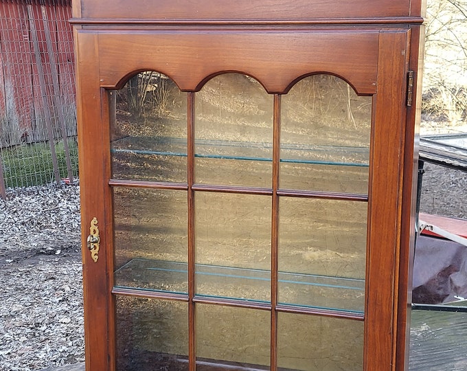 Curio Display Cherry Wood Wall Mount or Table Top for Teacups